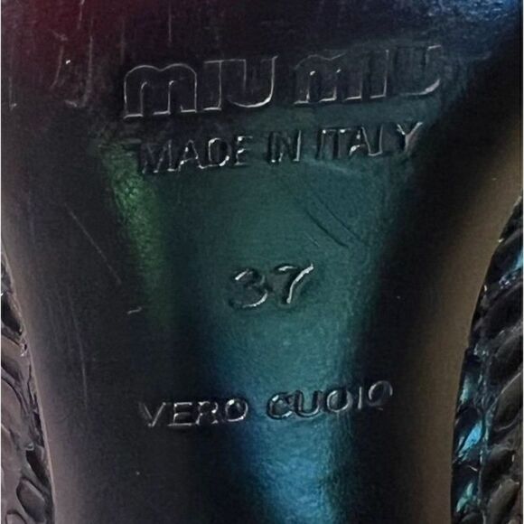 Miu Miu Black Snakeskin Leather Pointed Toe Pump Size 37 - Picture 7 of 8